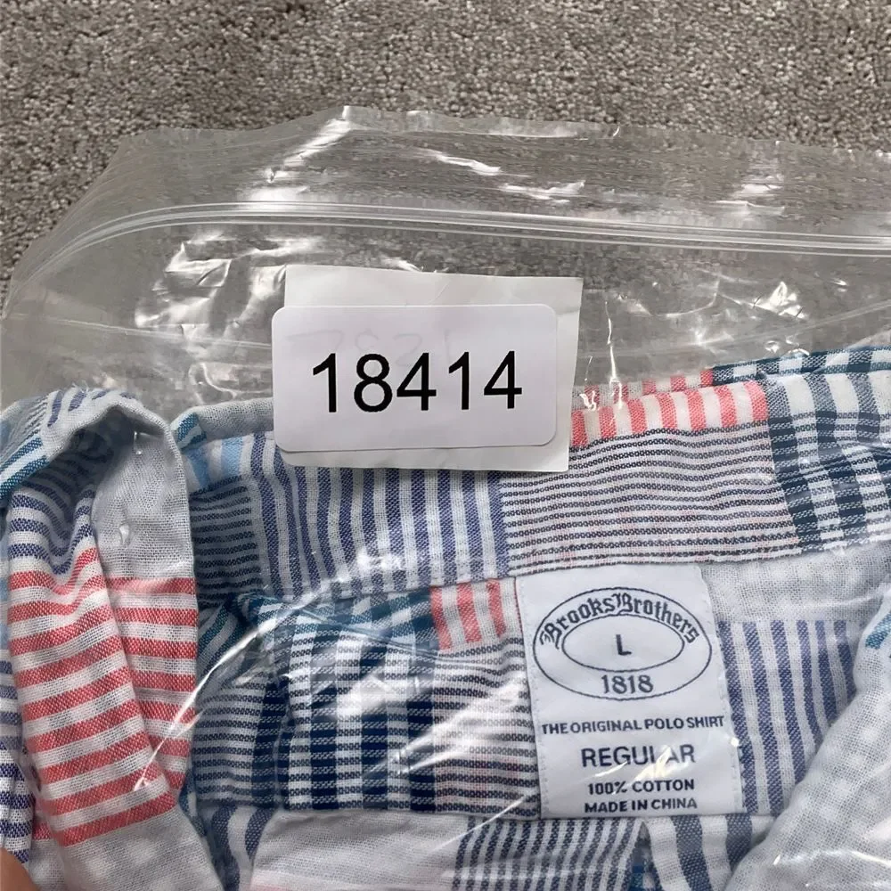 Brooks Brothers Shirt Men L Red Blue Check Plaid Gingham‎ OCBD Patchwork